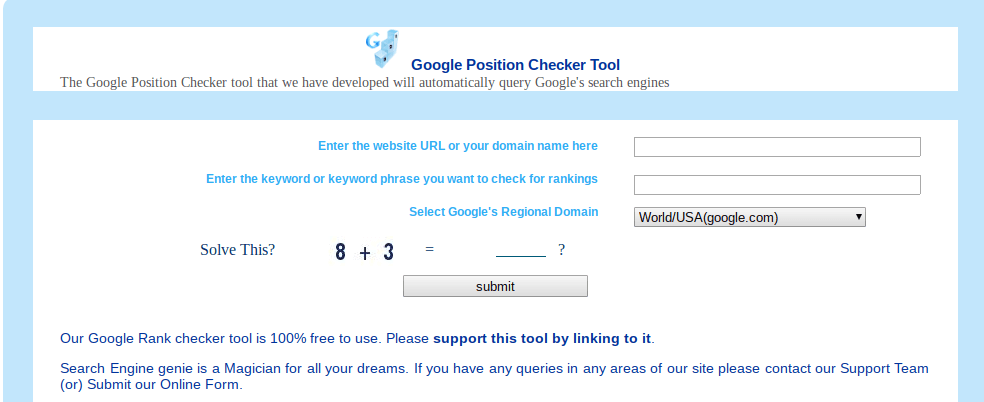Search Engine Genie Keyword Checker Tool